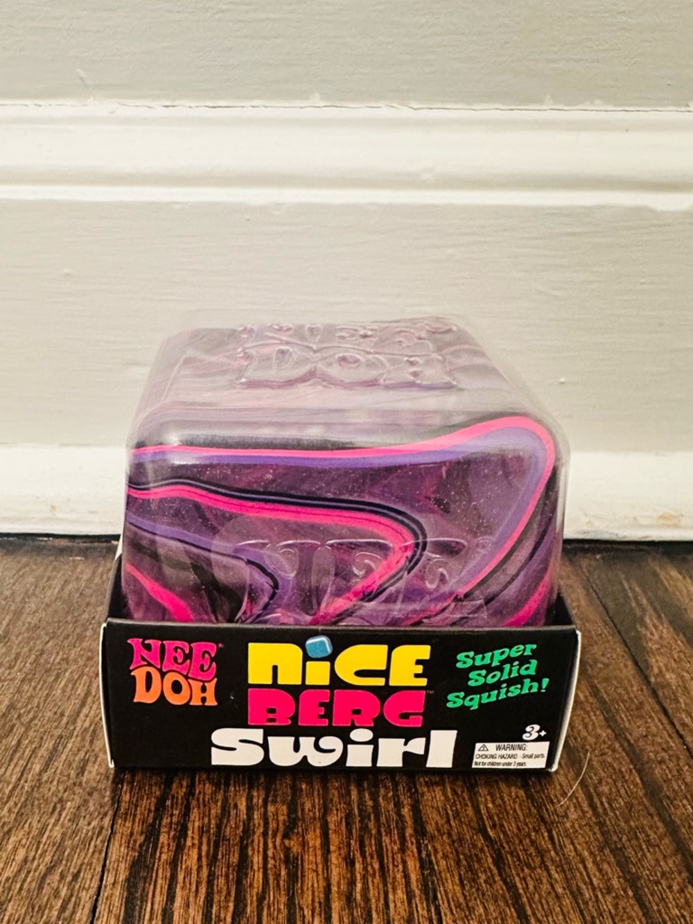 Nee Doh needoh Nice Cube Berg Swirl Super Solid Squish! - pink, purple, clear